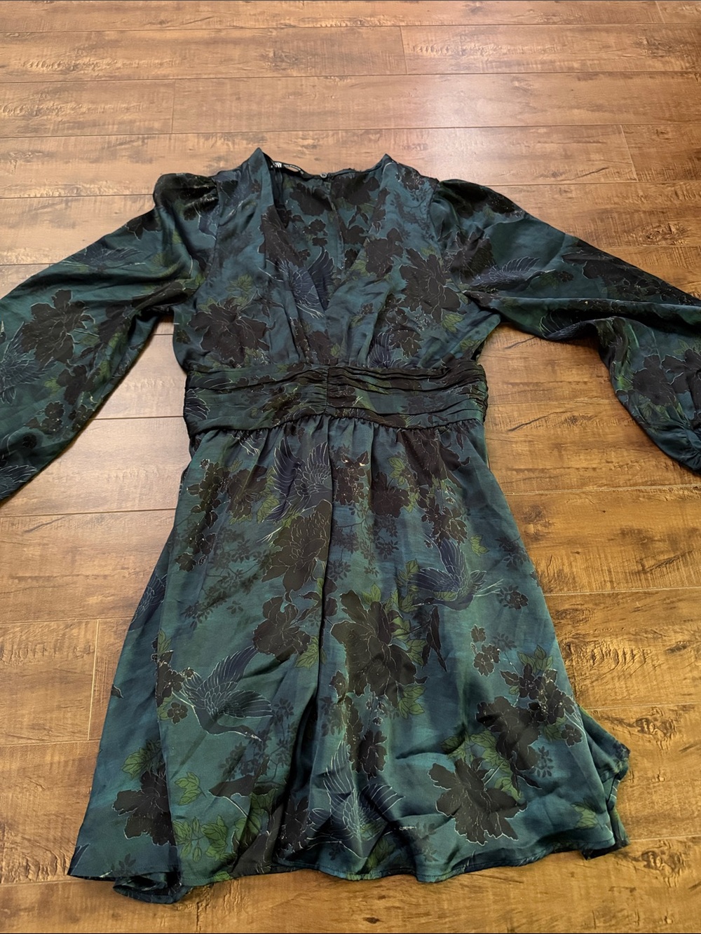 Zara Dark Teal and Black Floral Dress
